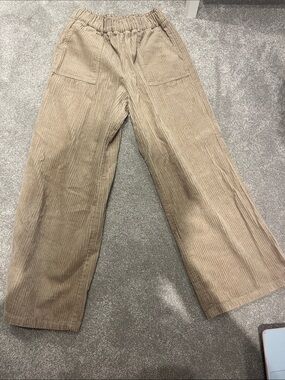 Mango Girls Wide-Leg Corduroy Pants in Light Brown